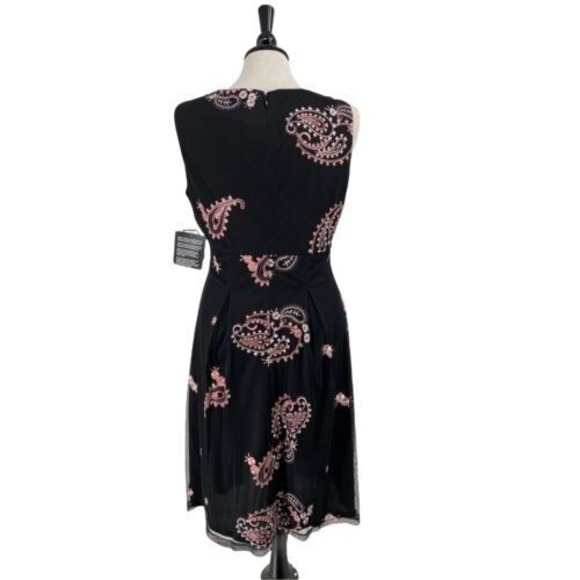 Nine West Dress Black Floral Embroidered Paisley Whimsigoth Fairy Witch Size 8 - Picture 3 of 10